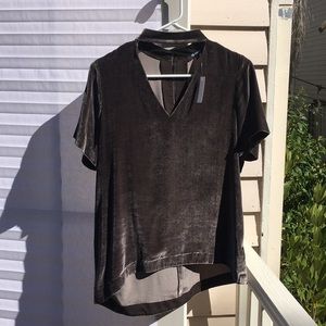 NWT Madewell gray velvet choker top